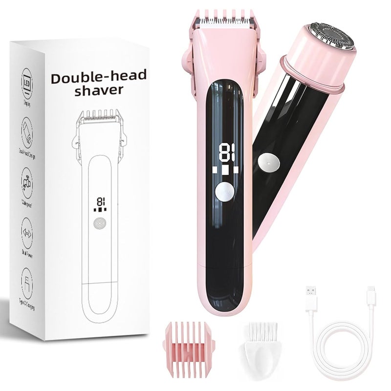 Chendssfkd 2 in 1 Electric Bikini Trimmer for Women, Dual Head Electric Shaver with LED Display, Rechargeable and Portable, IPX7 Waterproof Body and Facial Hair Removal, Stocking Stuffers Christmas Gifts - Image 1